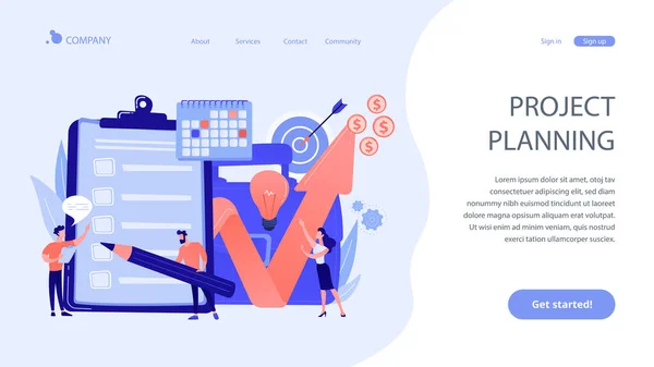 Project planning concept landing page — Stockvector