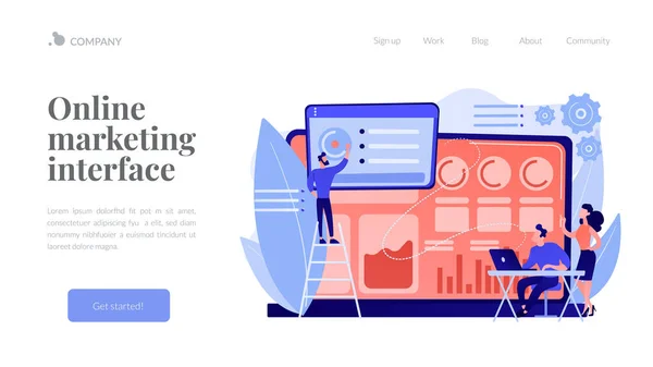 Tableau de bord des médias sociaux concept landing page . — Image vectorielle