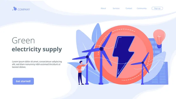 Conceito de energia eólica landing page . — Vetor de Stock