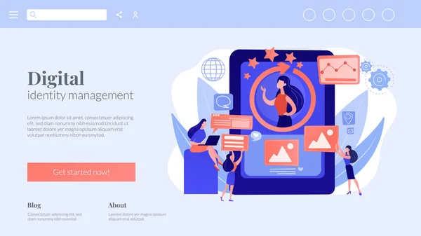 Online identiteitsbeheer concept landing page — Stockvector