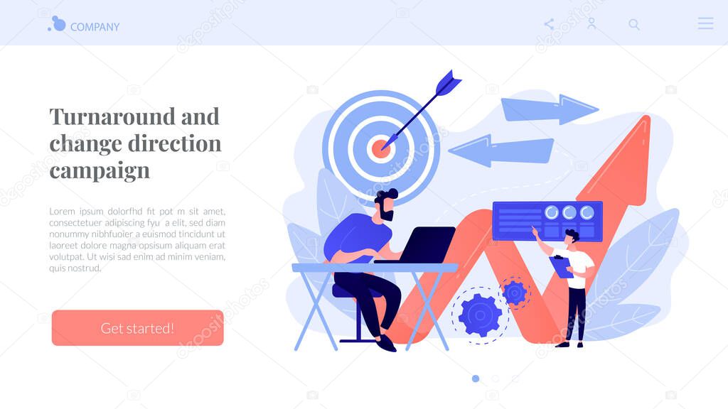 Business direction concept landing page.