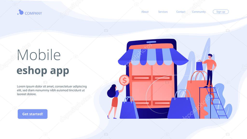 Mobile based marketplace concept landing page.
