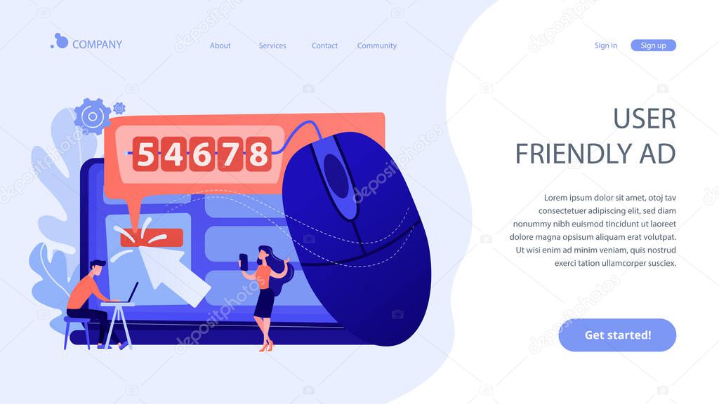 Click tracking concept landing page.