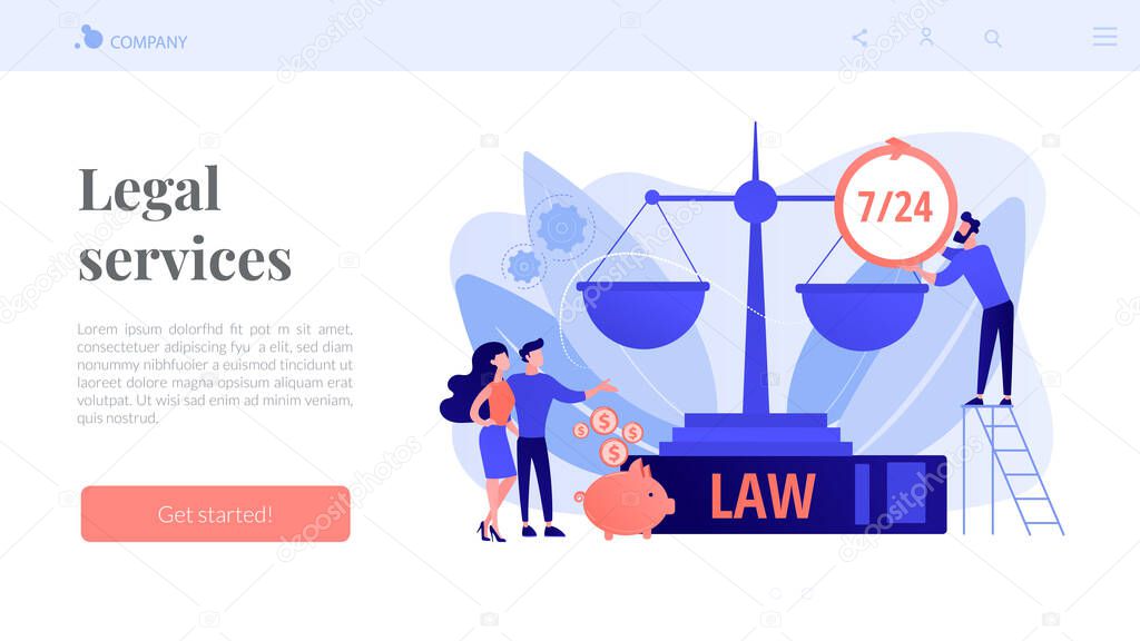 Legal services concept landing page