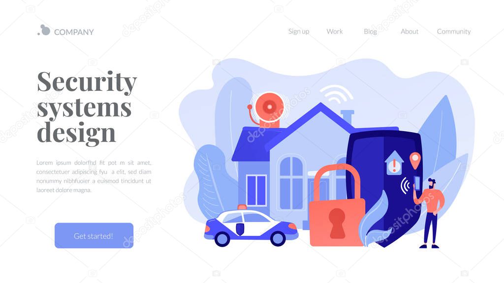 Security systems design concept landing page