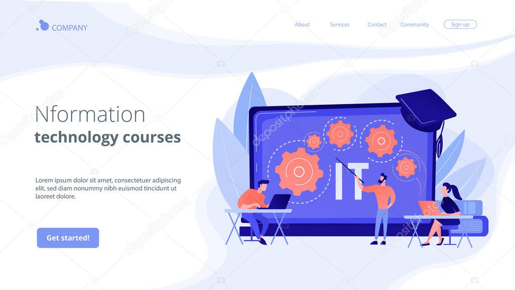 Information technology courses concept landing page