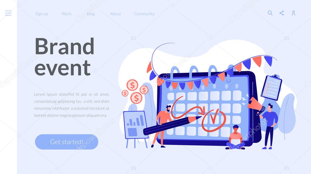 Brand event concept landing page