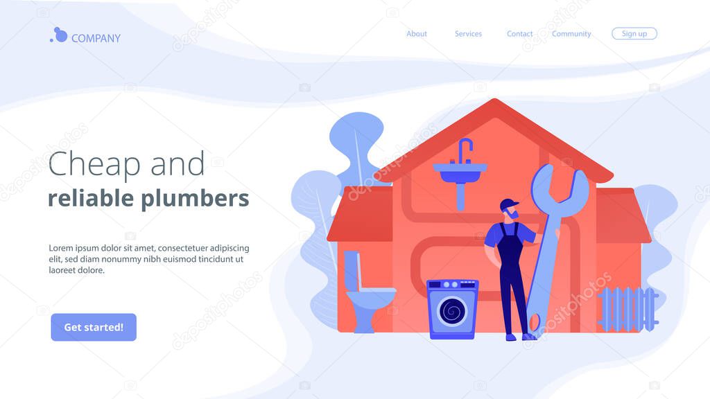 Plumber services concept landing page