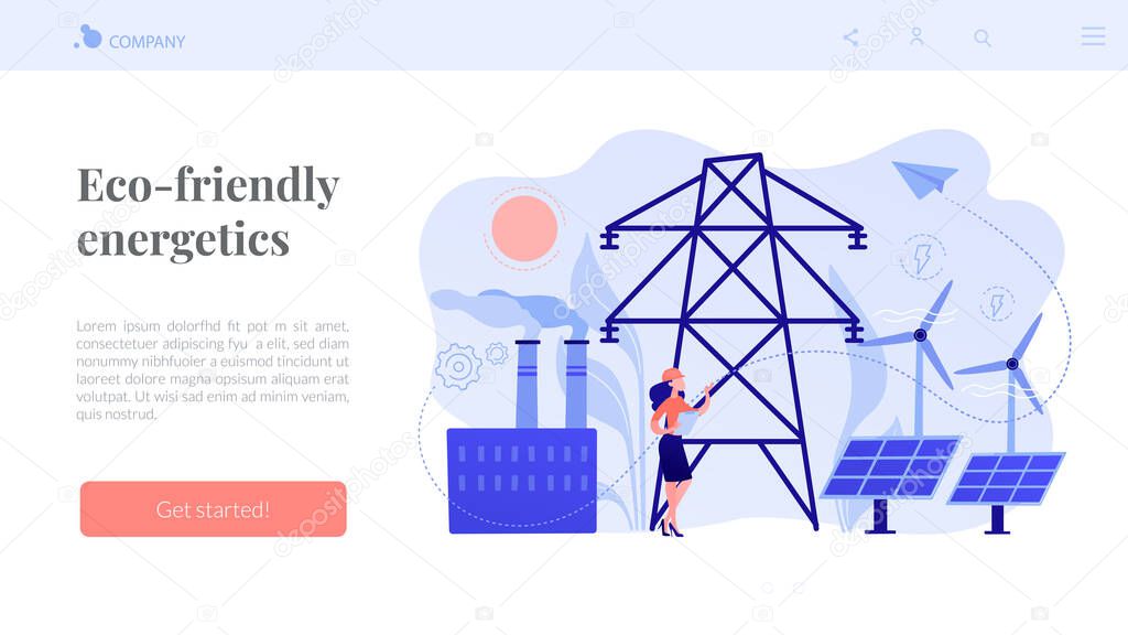 Alternative energy concept landing page.