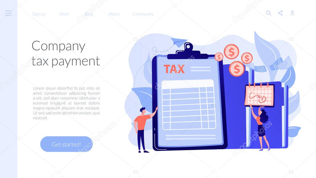 Tax form concept landing page.