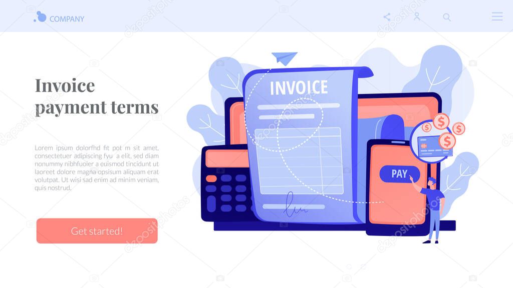 Payment terms concept landing page
