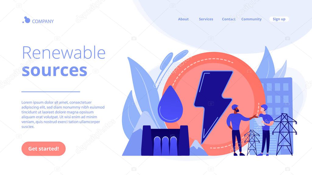 Hydropower concept landing page.