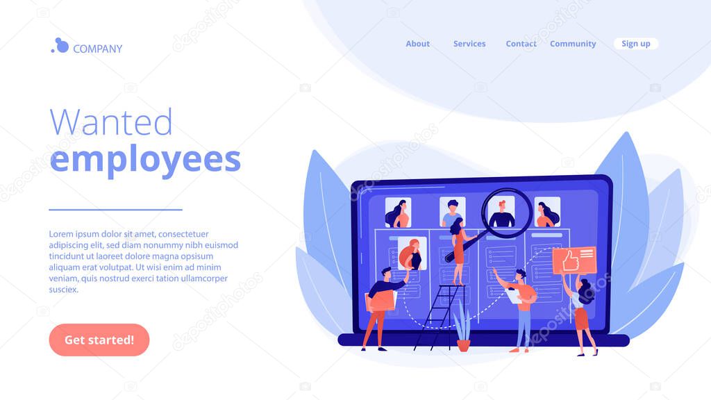 Wanted employees concept landing page