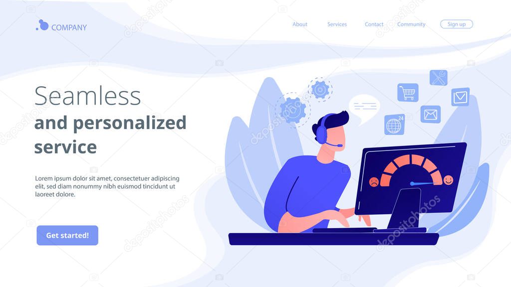 Customer care concept landing page