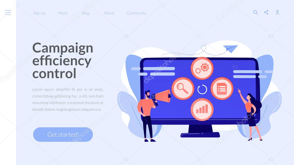 Marketing campaign management concept landing page.