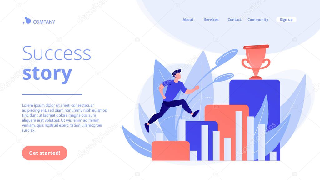 On the way to success concept landing page.