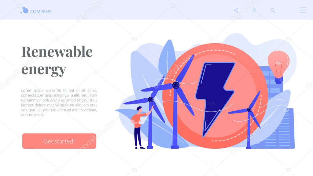 Wind power concept landing page.