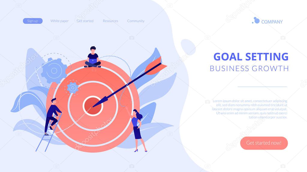 Goals and objectives concept landing page.