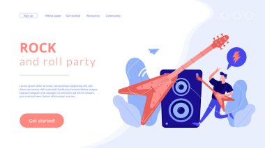 Rock müzik konsepti iniş sayfası.