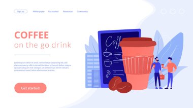 Take away coffee concept landing page. clipart