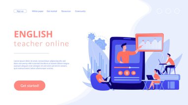 Çevrimiçi öğretim konsepti iniş sayfası.