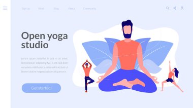 Yoga okulu konsepti iniş sayfası.