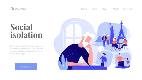 Concepto de aislamiento social landing page — Vector de stock