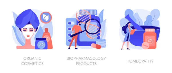 Organic pharmacological products vector concept metaphors. — Stockový vektor