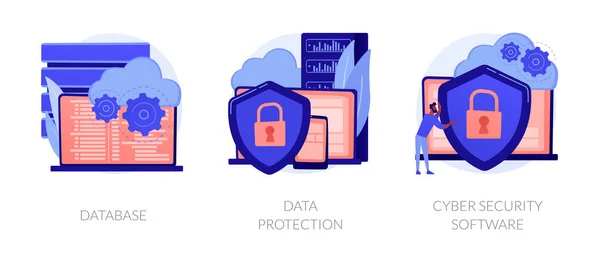 Ensemble de métaphores de protection des données — Image vectorielle