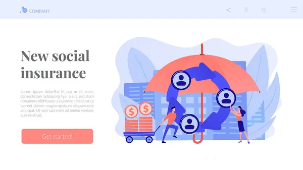 Peer-to-Peer verzekeringsconcept landing page. — Stockvector