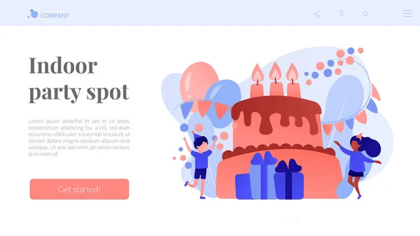 Crianças conceito de aniversário landing page . —  Vetores de Stock