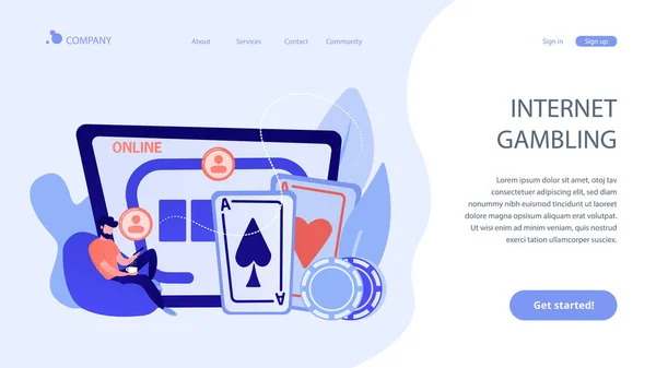 Online Poker Konzept Landing Page. — Stockvektor