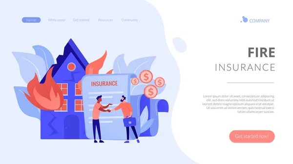 Page de destination du concept d'assurance incendie . — Image vectorielle