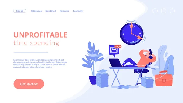 Procrastinación concepto landing page . — Vector de stock