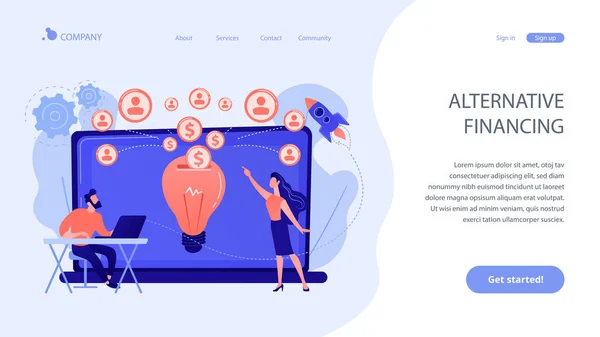 Crowdfunding concept landing page. — Stockvector