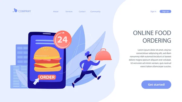 Food delivery service concept landing page. — Stock Vector