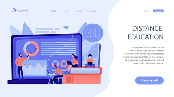 Concepto de aprendizaje a distancia landing page . — Vector de stock