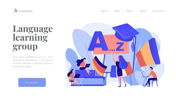 Idioma extranjero taller concepto landing page . — Vector de stock