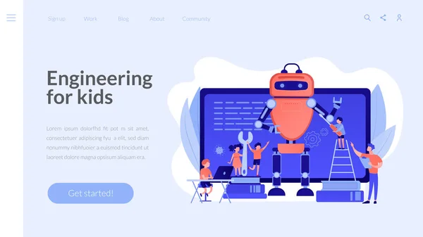 Engineering for kids concept Landing Page. — Stockvektor