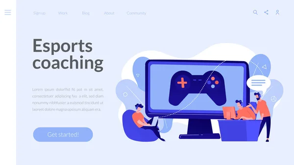 Esports coaching concept landing page — Stock Vector