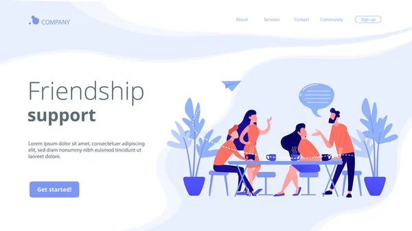 Amigos reunião conceito landing page . — Vetor de Stock