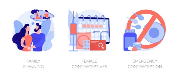 Metáforas del concepto de vectores de planificación familiar y control de natalidad . — Archivo Imágenes Vectoriales