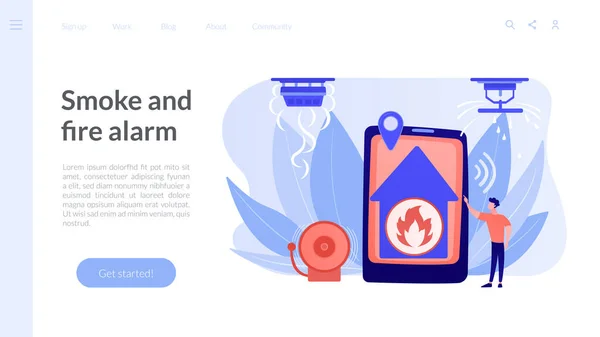 Sistema de alarma de incendios concepto landing page . — Vector de stock