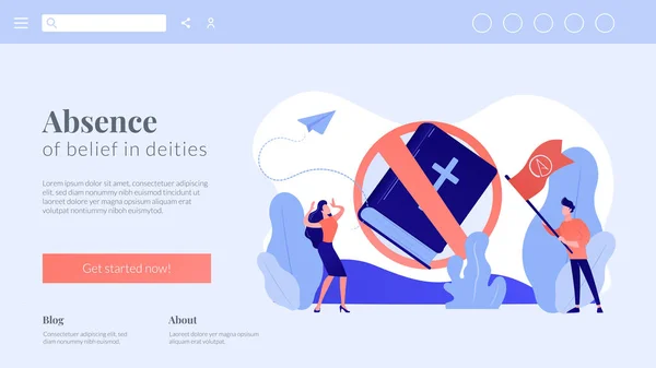 Ateistisk världsbild koncept landningssida. — Stock vektor