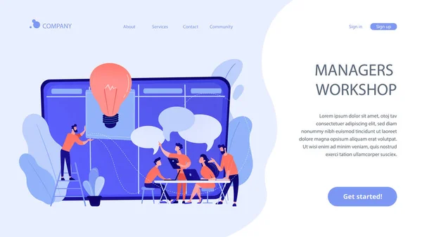 Gestores taller concepto landing page . — Archivo Imágenes Vectoriales