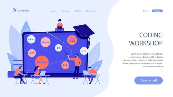 Codering workshop concept landing page — Stockvector