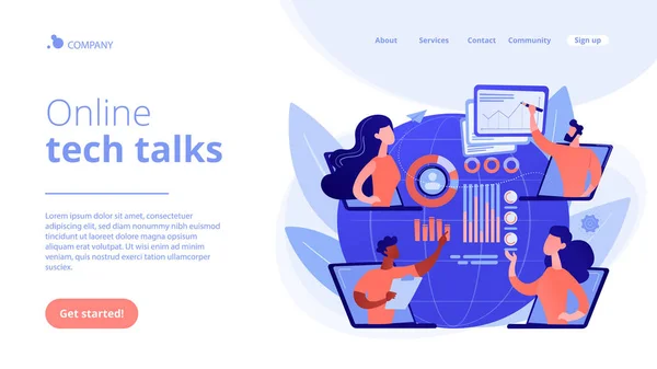 Online Tech Talks Konzept Landing Page — Stockvektor