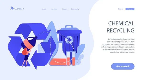 Page de destination du concept de recyclage chimique . — Image vectorielle