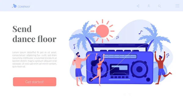 Beach party concept landing page. — Stock Vector