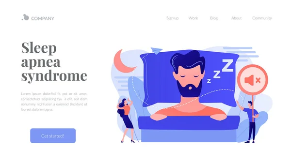 Night snoring concept landing page. — Stock Vector